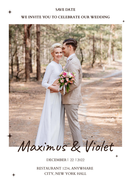 Plantilla de diseño de Invitation of Wedding Ceremony with Beautiful Young Couple Poster 