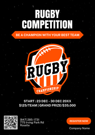 Designvorlage Werbung für Rugby-Wettbewerbe für Poster