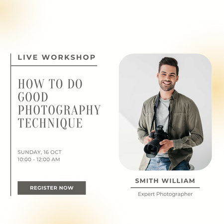 Designvorlage Einladung zum Fotografie-Workshop für Instagram