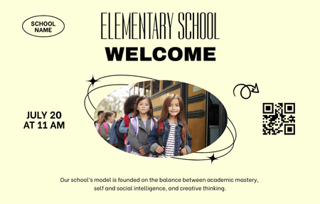 Welcome to Local Elementary School Invitation 4.6x7.2in Horizontal Design Template