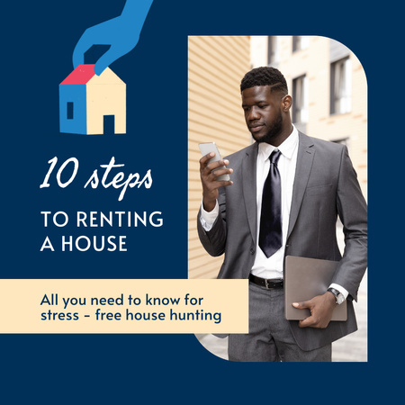 Ontwerpsjabloon van Animated Post van Helpful Tips For Renting House In Blue