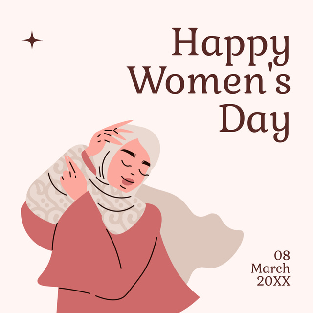 International Women's Day with Beautiful Muslim Woman Instagram Šablona návrhu