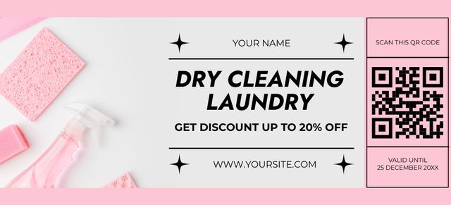 Services of Laundry and Dry Cleaning in Pink Coupon 3.75x8.25in – шаблон для дизайна