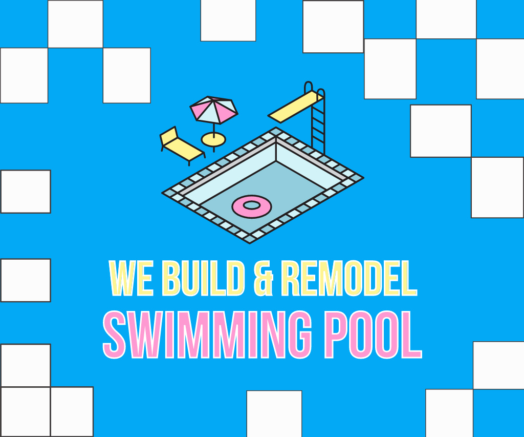 Template di design Offer of Services for Construction and Remodel of Swimming Pools Large Rectangle