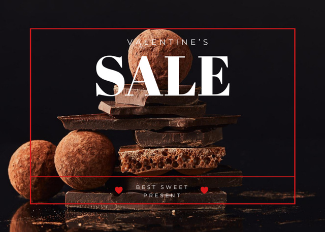 Szablon projektu Valentine's Day Offer with Sale of Sweet Chocolates Flyer 5x7in Horizontal