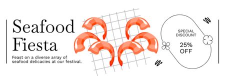 Modèle de visuel Offre de fruits de mer avec illustration de crevettes - Facebook cover