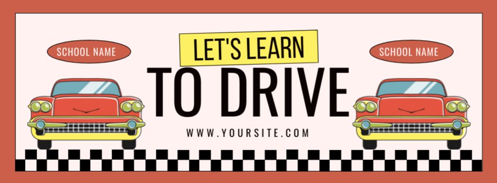 Template di design Retro Cars And Driving Lessons Promotion In Red Facebook cover