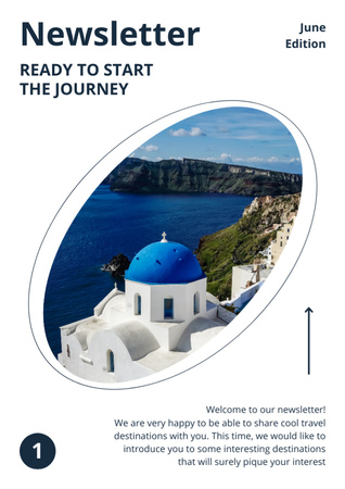 Tour to Santorini in Greece Newsletter – шаблон для дизайна