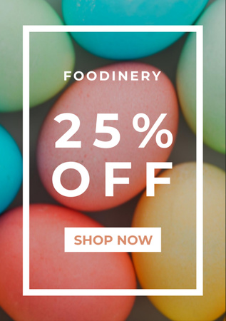 Easter Holiday Discount Offer with Colorful Eggs Flyer A7 Πρότυπο σχεδίασης