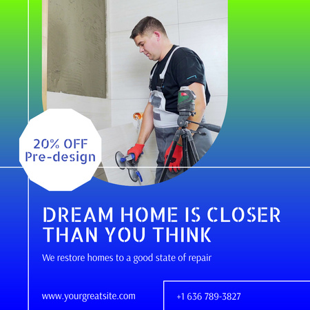 Professional Renovation Services Discount for Preliminary Design Animated Post – шаблон для дизайна