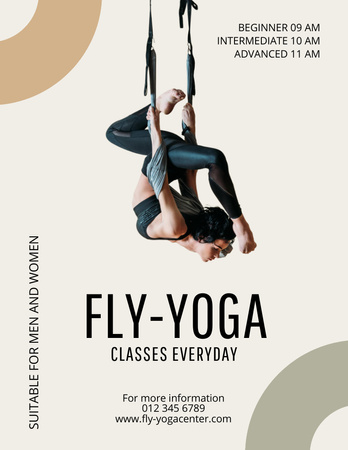 Aerial Yoga Class Ad Flyer 8.5x11in Design Template