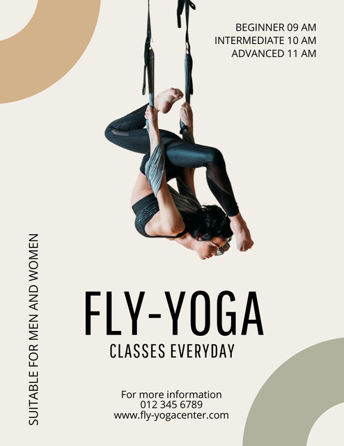 Aerial Yoga Class Ad Flyer 8.5x11in Tasarım Şablonu