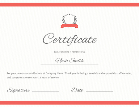 Award for being Responsible Staff Member Certificate Design Template