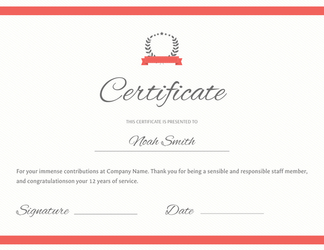 Award for being Responsible Staff Member Certificate Šablona návrhu