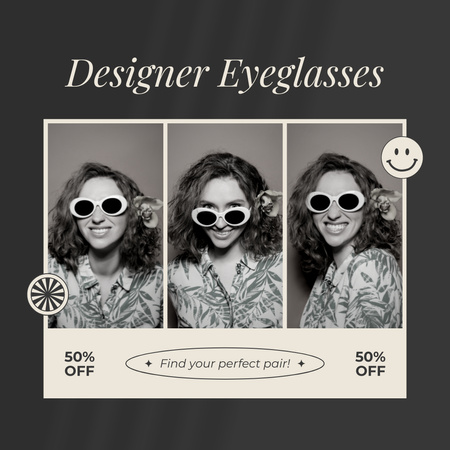 Desconto promocional em óculos de sol femininos Instagram AD Modelo de Design