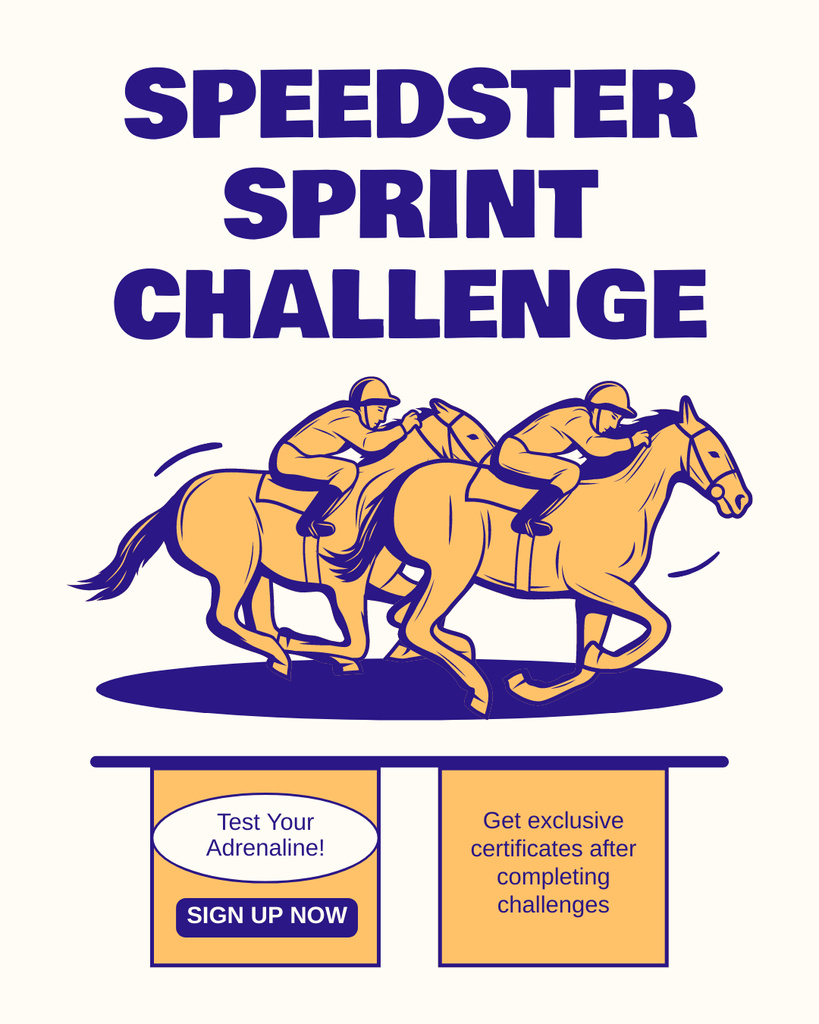 Announcement of Fast Racing Horses Instagram Post Vertical Design Template