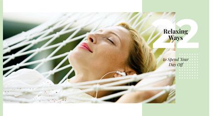 Relaxing Tips with Woman Resting in Hammock Facebook AD Design Template