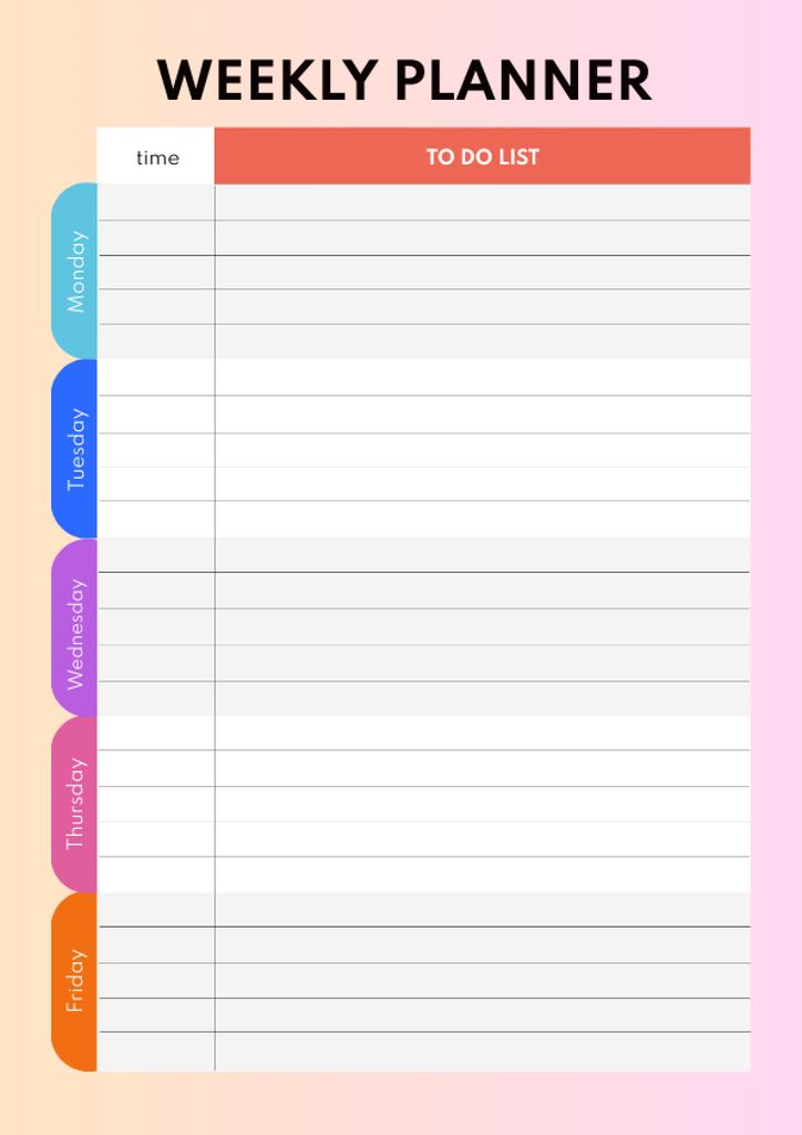 Weekly To Do List Schedule Planner Tasarım Şablonu