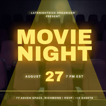 Movie Night Invitation Instagram Design Template