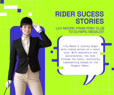 Success Story of Young Talented Horsewoman Facebook Design Template