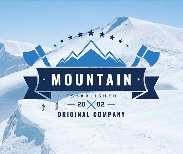 Ontwerpsjabloon van Facebook van Mountaineering Equipment Company Icon with Snowy Mountains
