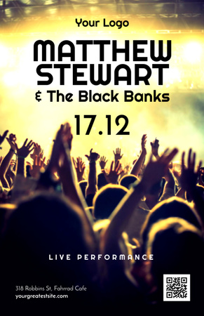 Live Performance Announcement And Crowd At Concert Invitation 5.5x8.5in Design Template