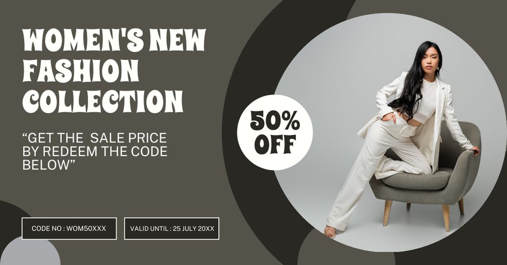 Designvorlage Promo of Women's New Fashion Collection with Discount für Facebook AD