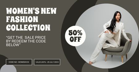 Promo of Women's New Fashion Collection with Discount Facebook AD Design Template