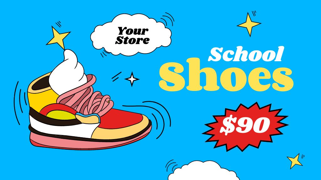 Ontwerpsjabloon van Label 3.5x2in van Back to School Special Offer with Cartoon Shoe