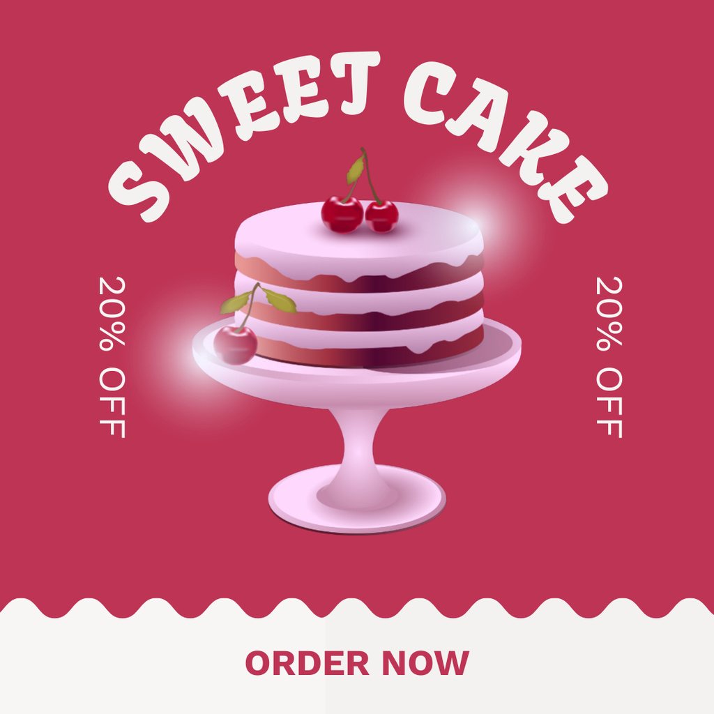 Offer of Sweet Cake with Cherries Instagram Design Template