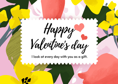 Happy Valentine's Day Greeting with Colorful Floral Pattern Cardデザインテンプレート