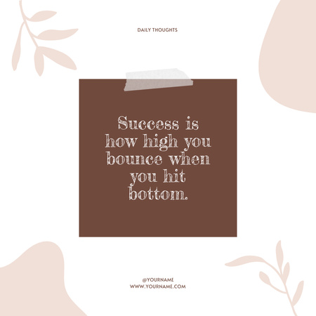 Floral Leaf Pattern With Motivational Quote About Success Instagram Design Template