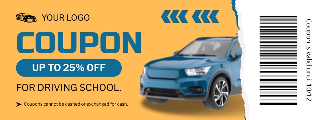 Template di design Beneficial Voucher For Driving School Lessons Coupon