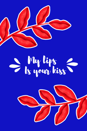Plantilla de diseño de linda frase de amor con hojas rojas Postcard 4x6in Vertical 