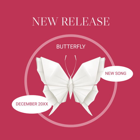 Release Announcement with Illustration of Butterfly Instagram Design Template
