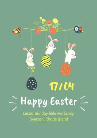 Easter Holiday Celebration Announcement Flyer A5 Design Template