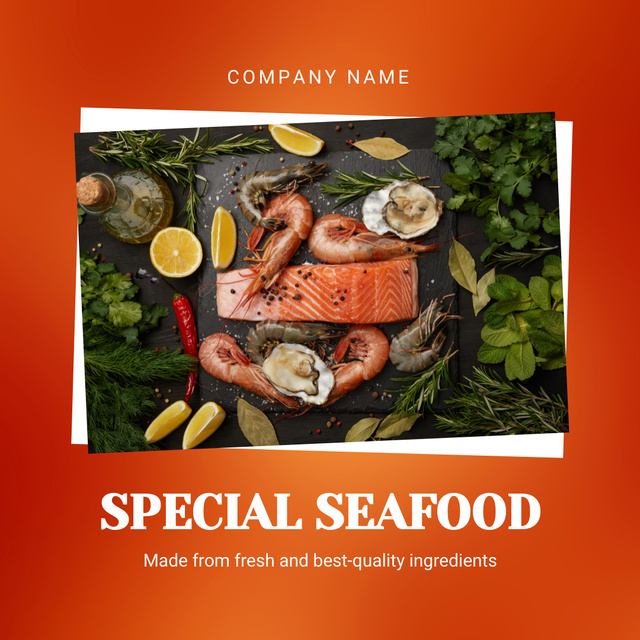 Template di design Seafood Special Offer in Orange Frame Instagram