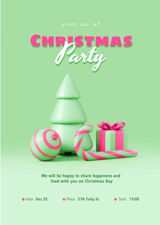 Christmas Holiday Party Announcement Invitation Modelo de Design