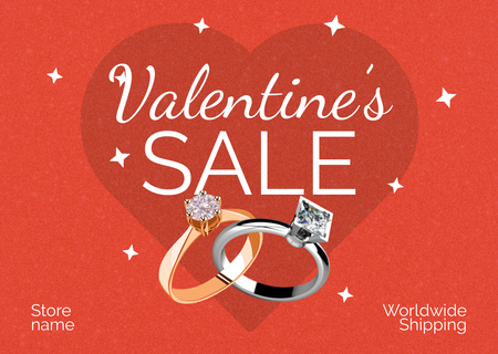 Продаж золотих каблучок на честь Дня Святого Валентина Card – шаблон для дизайну