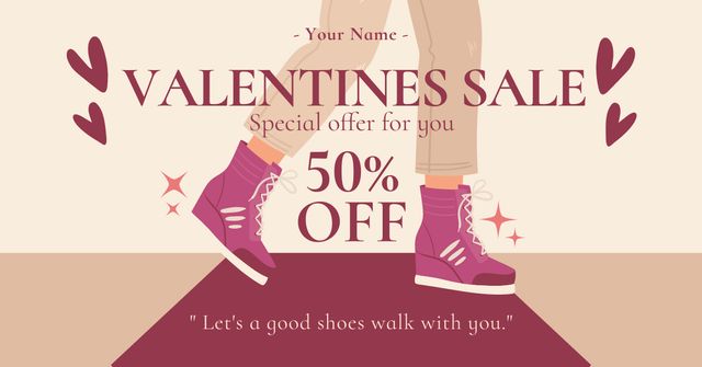 Valentine's Day Shoe Sale Facebook AD Šablona návrhu