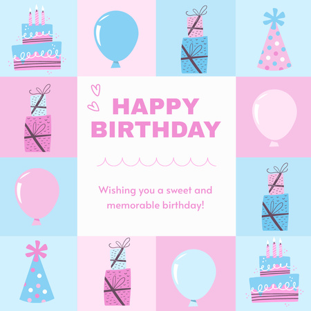 Designvorlage Birthday Greeting to Boy or Girl für Instagram