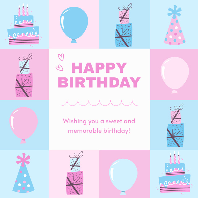 Birthday Greeting to Boy or Girl Instagram Design Template