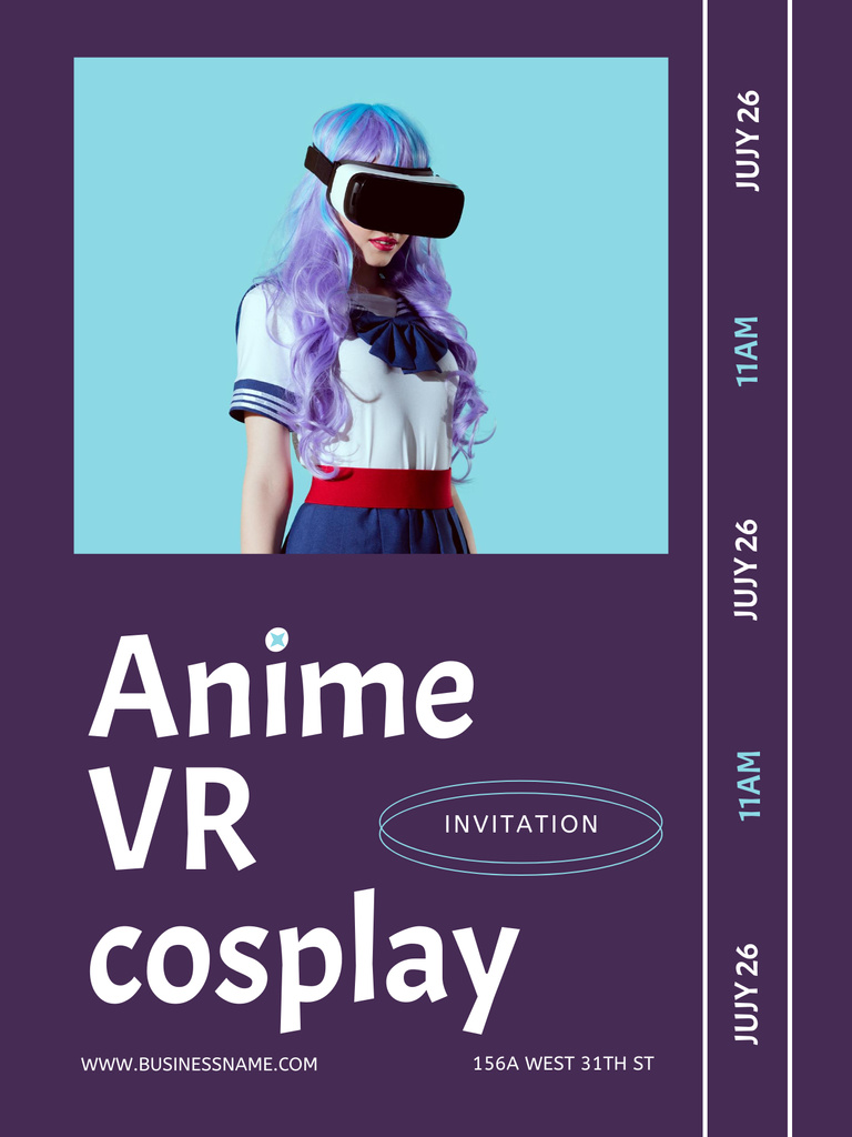Young Woman in Anime Cosplay Costume Poster US Πρότυπο σχεδίασης