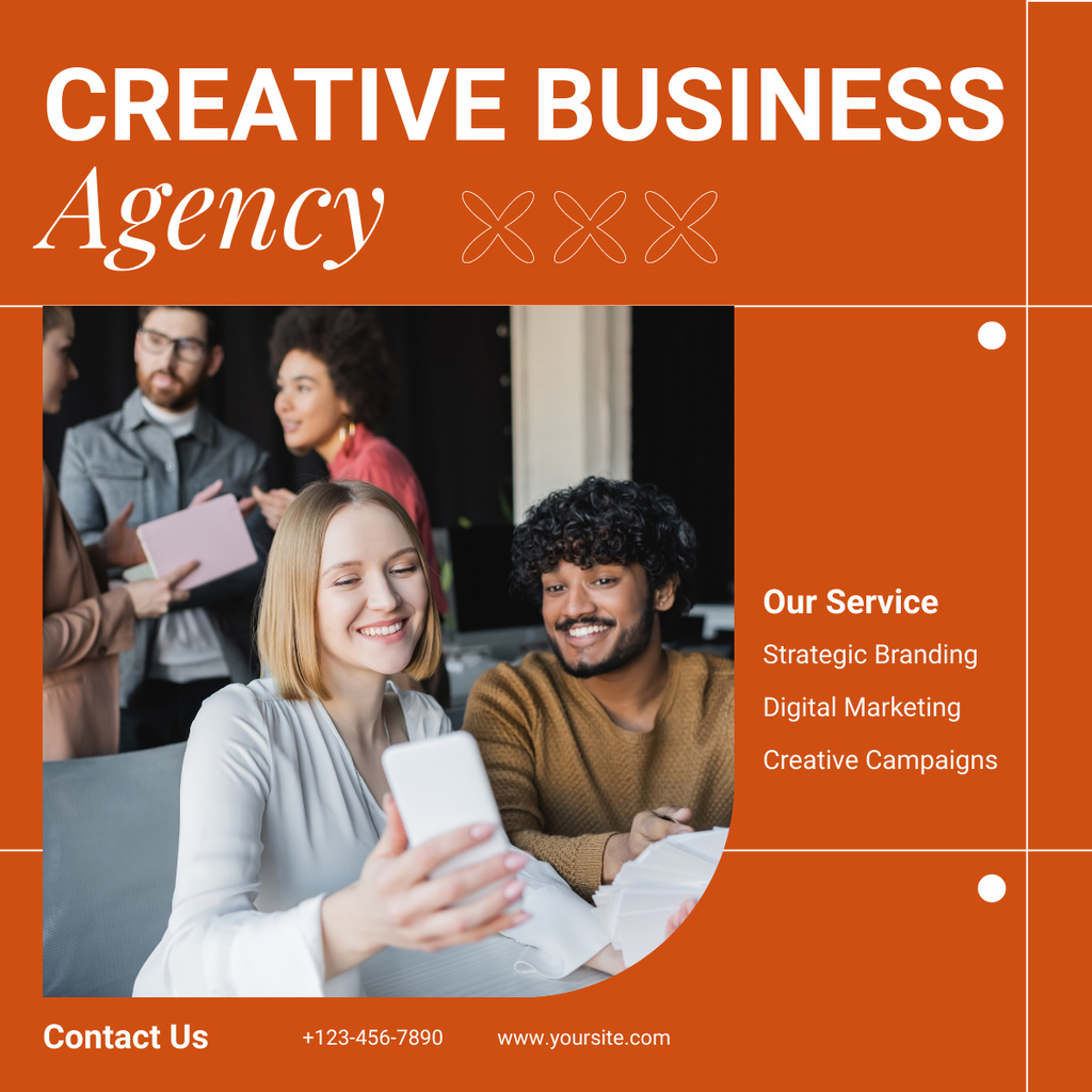 Services of Creative Business Agency with Workers LinkedIn post Tasarım Şablonu