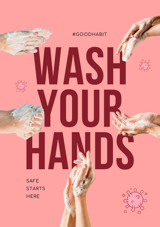 Hands in soap surrounding big text Poster Design Template