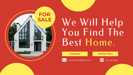Template di design Banner blog rosso per agente immobiliare Title 1680x945px