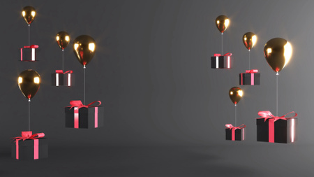 Ontwerpsjabloon van Zoom Background van Mooie cadeautjes op luchtballonnen op Black Friday