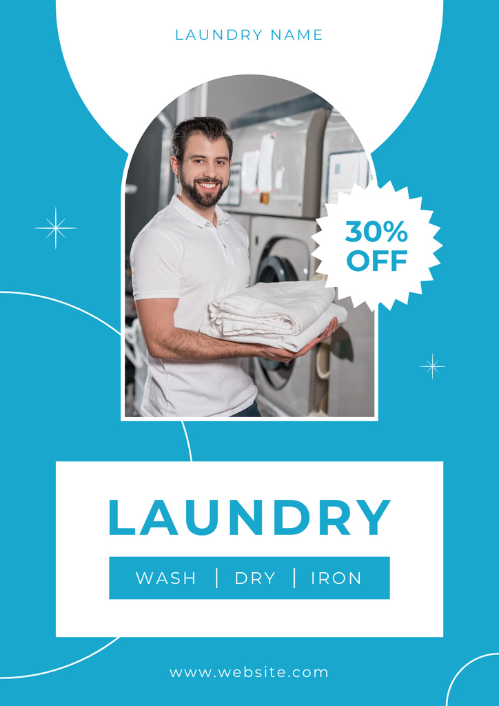 Offer Discounts on Laundry Service Poster Πρότυπο σχεδίασης