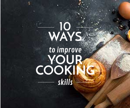 Improving Cooking Skills poster with freshly baked bun Medium Rectangleデザインテンプレート