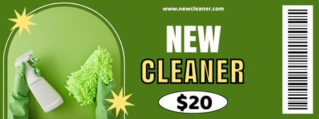 Sale of New Cleaner Supply Green Coupon Design Template